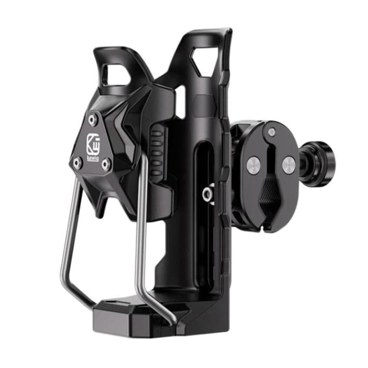 Black rotating anti-slip cup holder clamp for motorcycle and bicycle handlebars