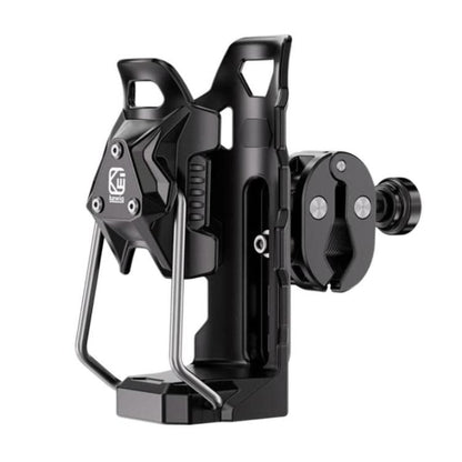 Black rotating anti-slip cup holder clamp for motorcycle and bicycle handlebars