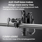 Black anti-theft cup holder base with clamp and locking hardware for handlebars