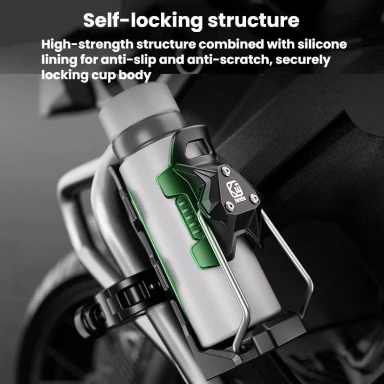 Black self-locking cup holder with anti-slip silicone-lined gripping body