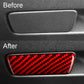 Red carbon-fiber pattern decorative sticker installed on passenger seat storage box trim