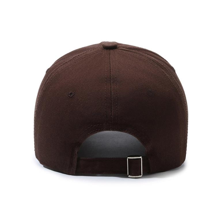 Coffee brown ripped baseball cap rear view with adjustable strap and metal buckle