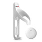White bicycle water bottle cage holder with white round tracker puck attached