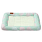 Universal cooling pad with raised backrest pillow, mint outer border with small pink pattern