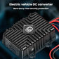 Close-up of 48V to 12V DC converter with cooling fins and brand logo