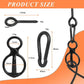Rope buckle size chart showing black tether hook dimensions