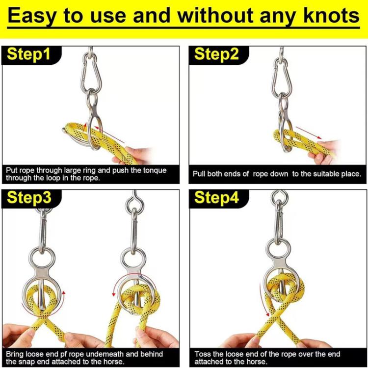 Stainless rope buckle knot-free tying steps with ring and rope