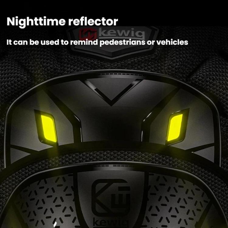 Close-up of yellow reflective inserts on a black protective pad, molded TPU shell