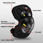 Black elbow pad with adjustable elastic straps, TPU shell, and yellow reflective insert