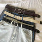 Woven Canvas No Perforation Square Buckle Belt, 105cm