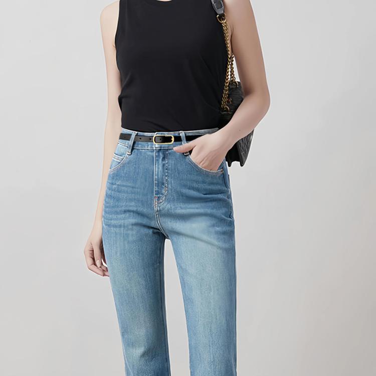 Women Dress-Embellished Denim PU Thin Belt, Leopard Print, White, Black, Light Tan