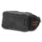 Black tool tote bag with rigid hard-shell bottom and orange stripe detail