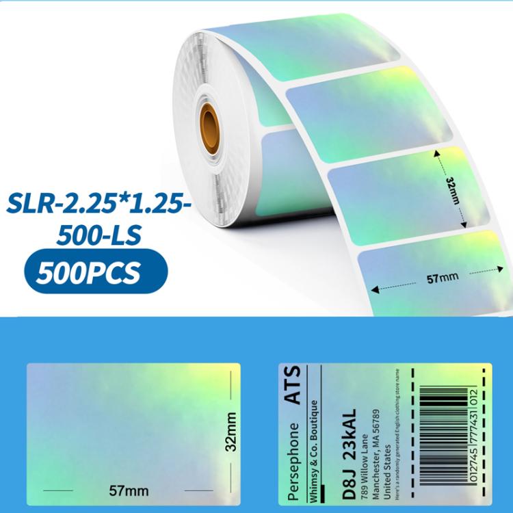 Laser silver holographic adhesive labels roll, 2.25 x 1.25 in label size