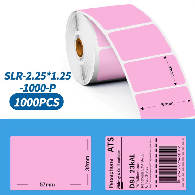 Pink adhesive labels roll, 2.25 x 1.25 in label size