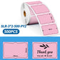 Light pink 3x2 shipping label sticker roll with pre-cut labels and “Thank you” design