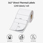 3x2 direct thermal label roll, showing 3 inch by 2 inch label size and waterproof icon