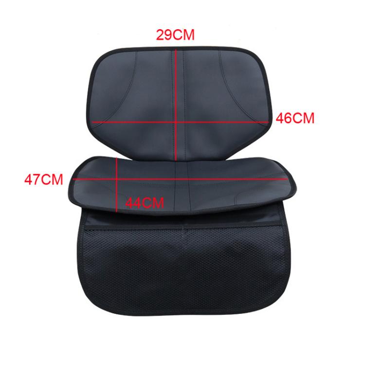 Black booster pad size diagram with red measurement lines