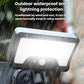 Waterproof solar LED wall light with frosted cover and motion sensor, black
