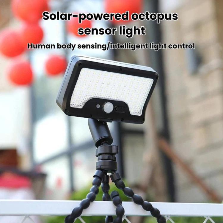 Black solar sensor light head with round motion detector and tripod tentacles