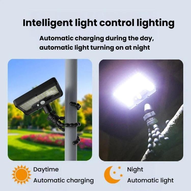 Black solar motion sensor light with automatic day/night charging and lighting
