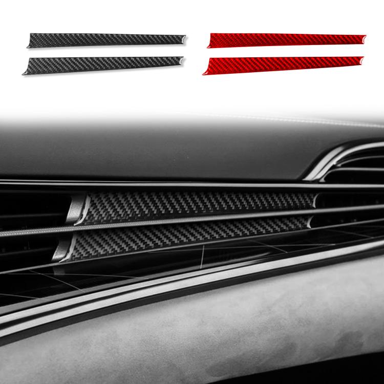Dashboard trim sticker set, carbon-fiber look in black and red
