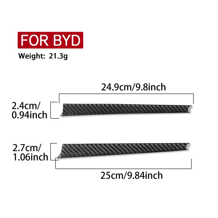 Dashboard trim sticker set, black carbon-fiber look, 24.9 cm x 2.4 cm
