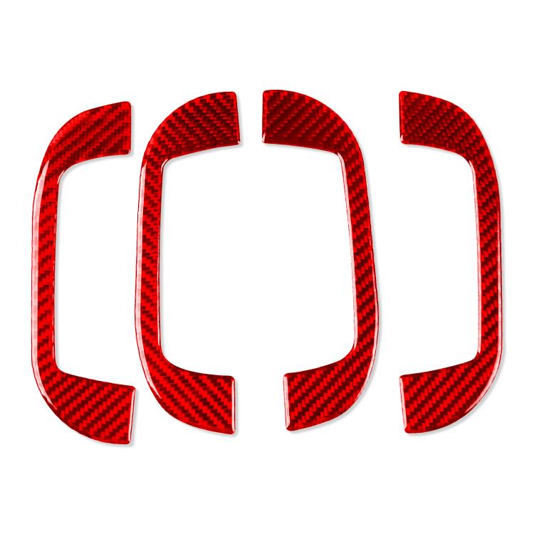 Set of carbon-fiber style roof handle decoration stickers, red (4 pcs)