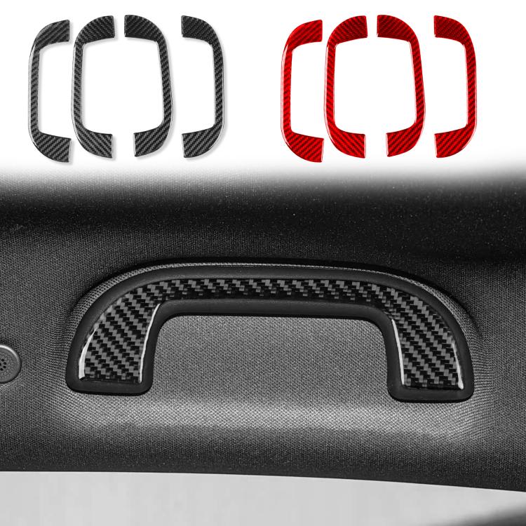 Carbon-fiber style roof handle decoration stickers, black and red (4 pcs)