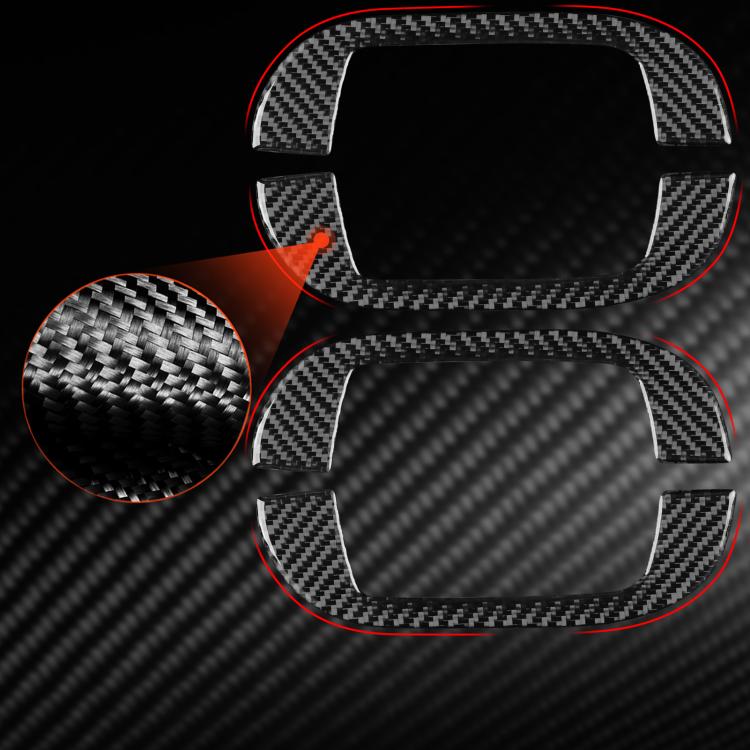 Carbon-fiber style roof handle decoration sticker set, black and red