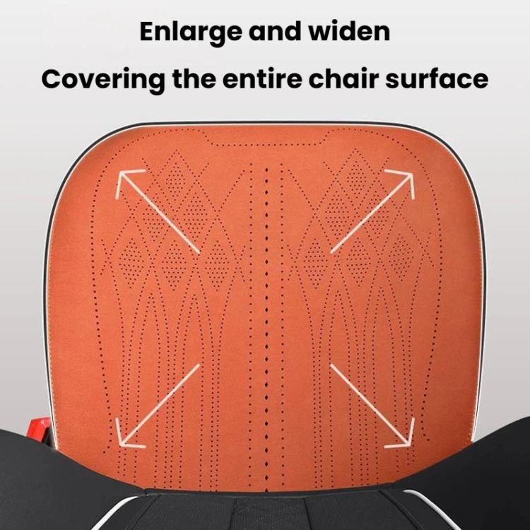 Orange suede seat cushion cover with diamond-pattern perforations and side piping