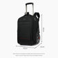 Black wheeled carry-on backpack duffel with trolley handle and side wheels, 45x33x22cm