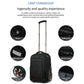 Black wheeled carry-on backpack duffel with extendable handle, front panels, reflective details