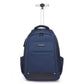 Deep blue wheeled backpack trolley with telescopic handle and hideable wheel system