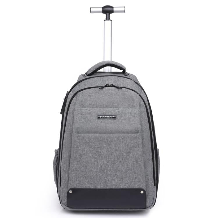 Light gray wheeled backpack trolley with telescopic handle and hideable wheel system