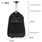 Black wheeled backpack diagram with telescopic handle, front pocket, 32cm width