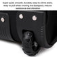 Black wheeled backpack trolley wheel detail with smooth, quiet inline pulley