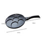 7-cup round nonstick egg pan with smooth base wells and long black handle.