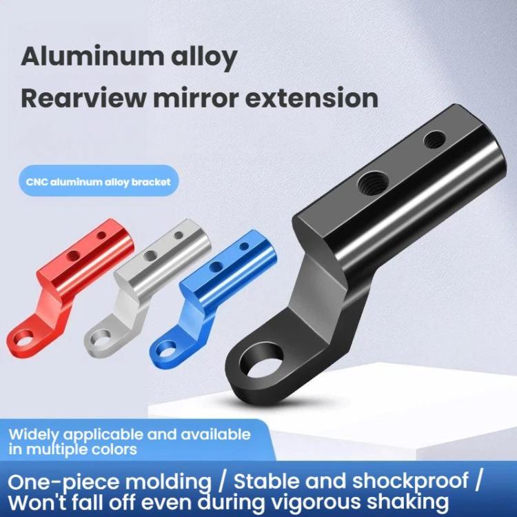 Aluminum motorcycle mirror extension arm adapter, black metal bracket