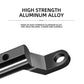 Aluminum motorcycle mirror extension arm adapter, black close-up with mounting hole