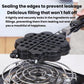 Non-stick waffle maker with hinged locking handle and sealed edge design