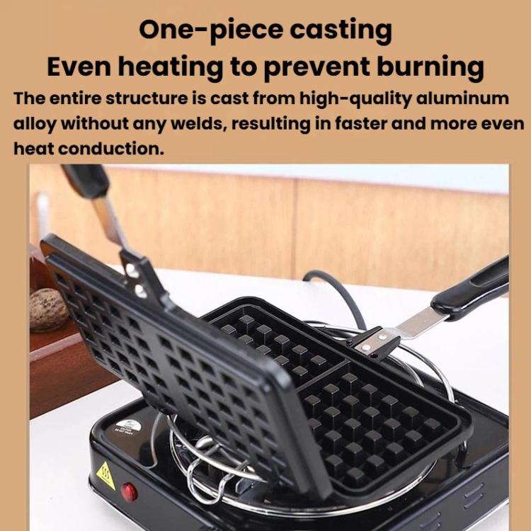 Non-stick waffle maker with cast body, open plates, and black side handles