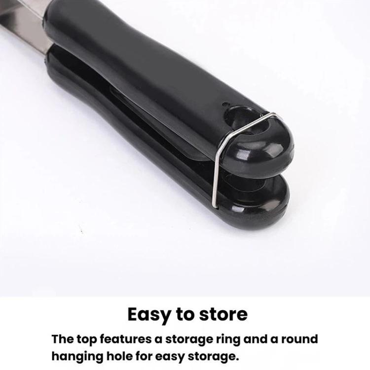 Non-stick waffle maker handle with hanging loop and storage ring detail