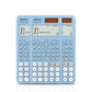 Set of blue scientific desktop calculators shown side by side, with large screens and keypad