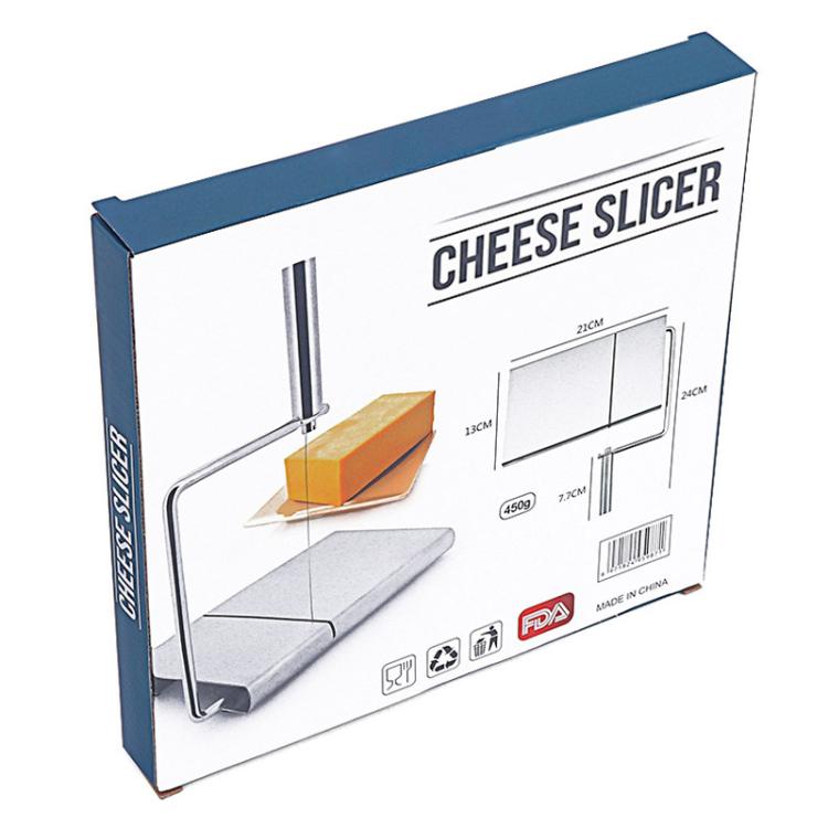 Stainless cheese slicer retail box with cutting plate and handle