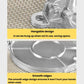 Silver dough press mold with hangable hook, smooth edges, and circular die plate