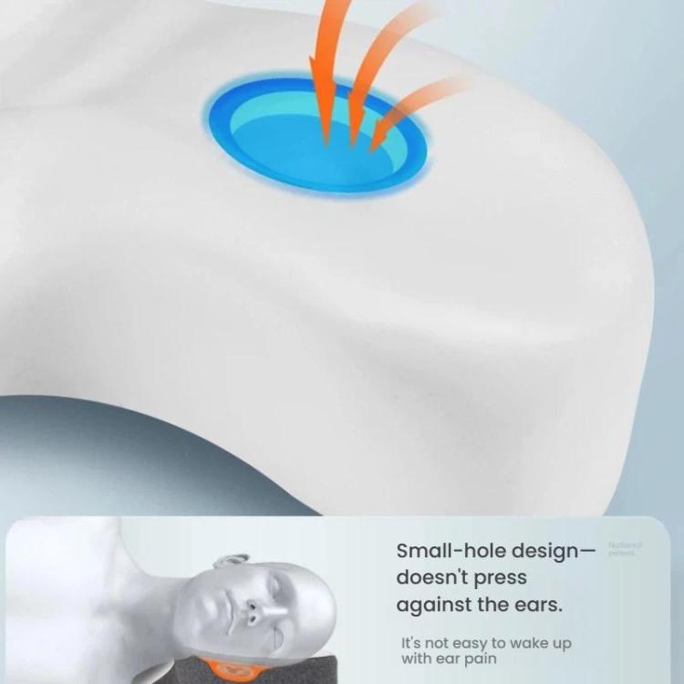 Heated memory foam neck pillow with small-hole design and warm glow under the head