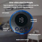 Round LCD control module with blue power button and mode controls for foot massager mat