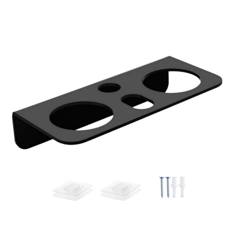 Black acrylic holder with cup openings plus mounting plates and screws included