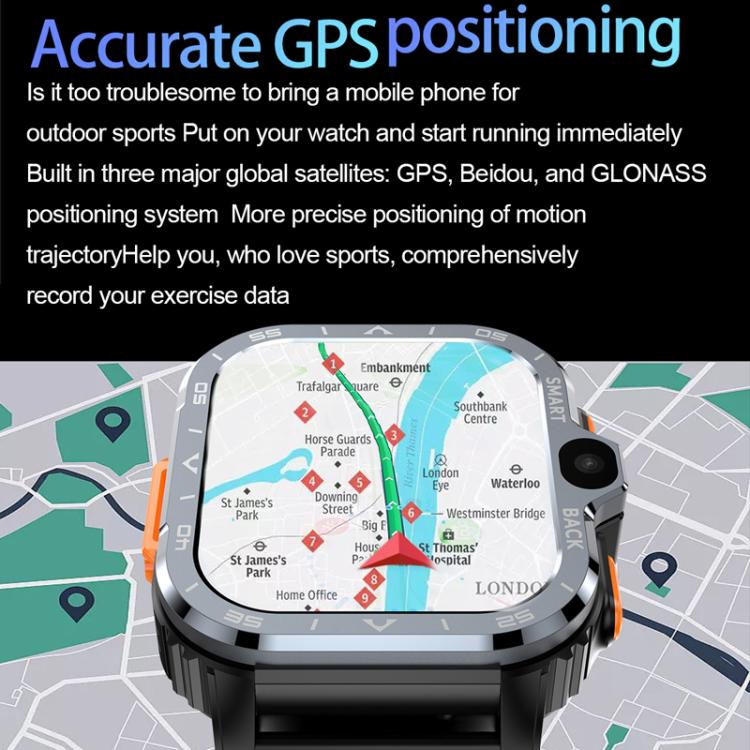 Rugged smartwatch with black strap displaying a map and GPS navigation