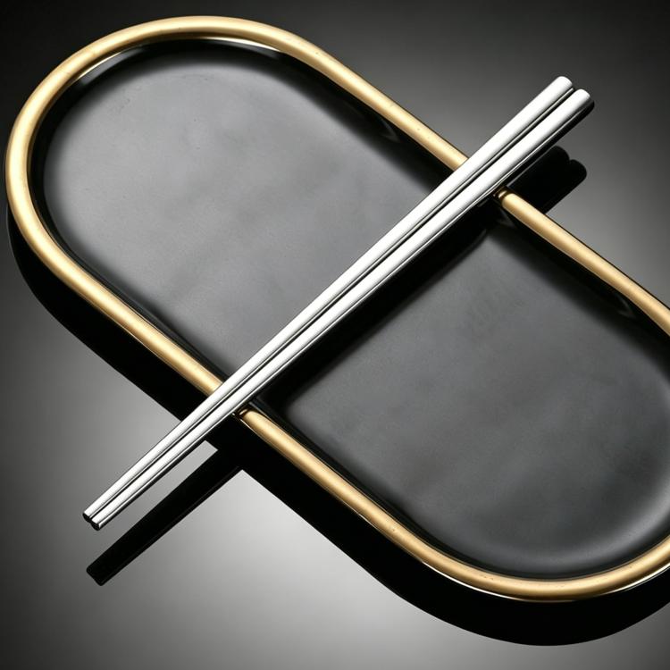 Silver stainless steel square chopsticks with tapered ends